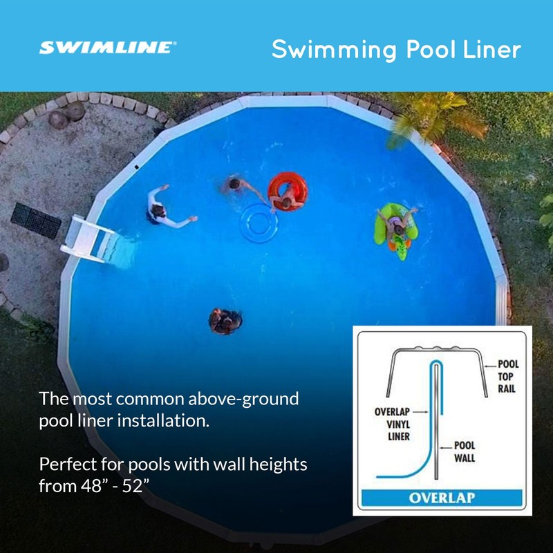 Swimline LI244820 24' Solid Blue Round Above Ground Swimming Pool Overlap Liner gallery