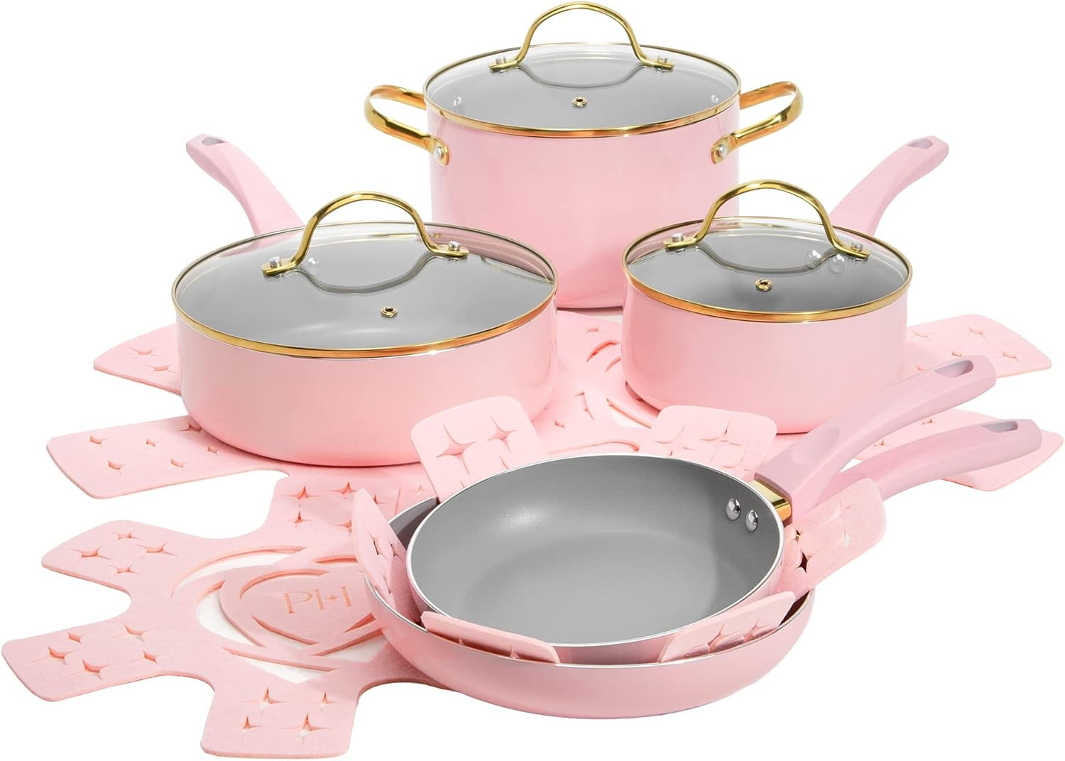 Paris Hilton Epic Nonstick Pots and Pans Set, Multi-Layer Nonstick Coating, Temp gallery