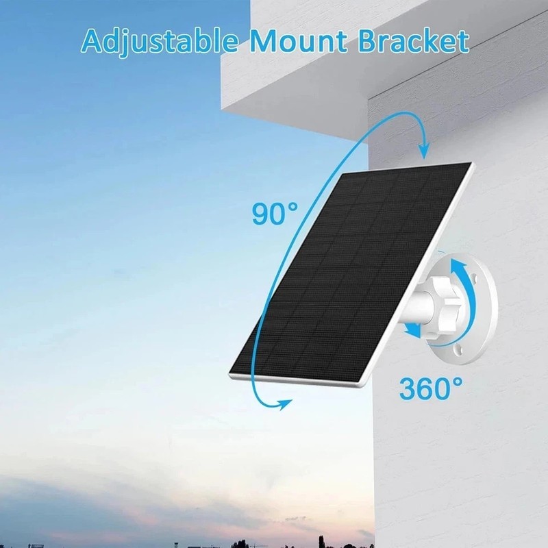 Solar Panel for Security Camera, 2 Pack 2W Solar Charger with Micro USB & USB-C gallery