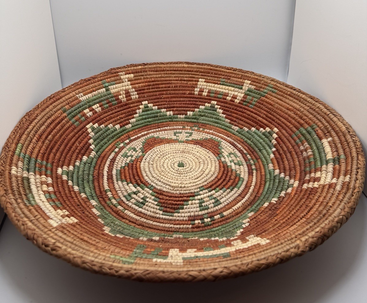 Native American Style Coil Basket Tray Southwest Woven Yucca Papago 14” gallery