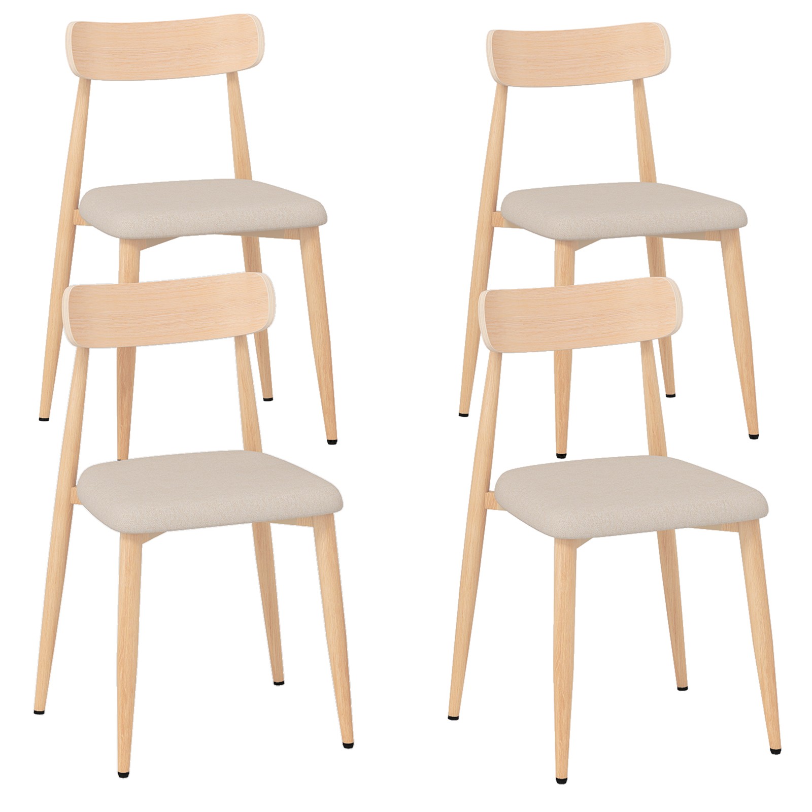 Modern Upholstered Dining Chairs Set of 4 Linen Fabric Mid-Century Modern gallery