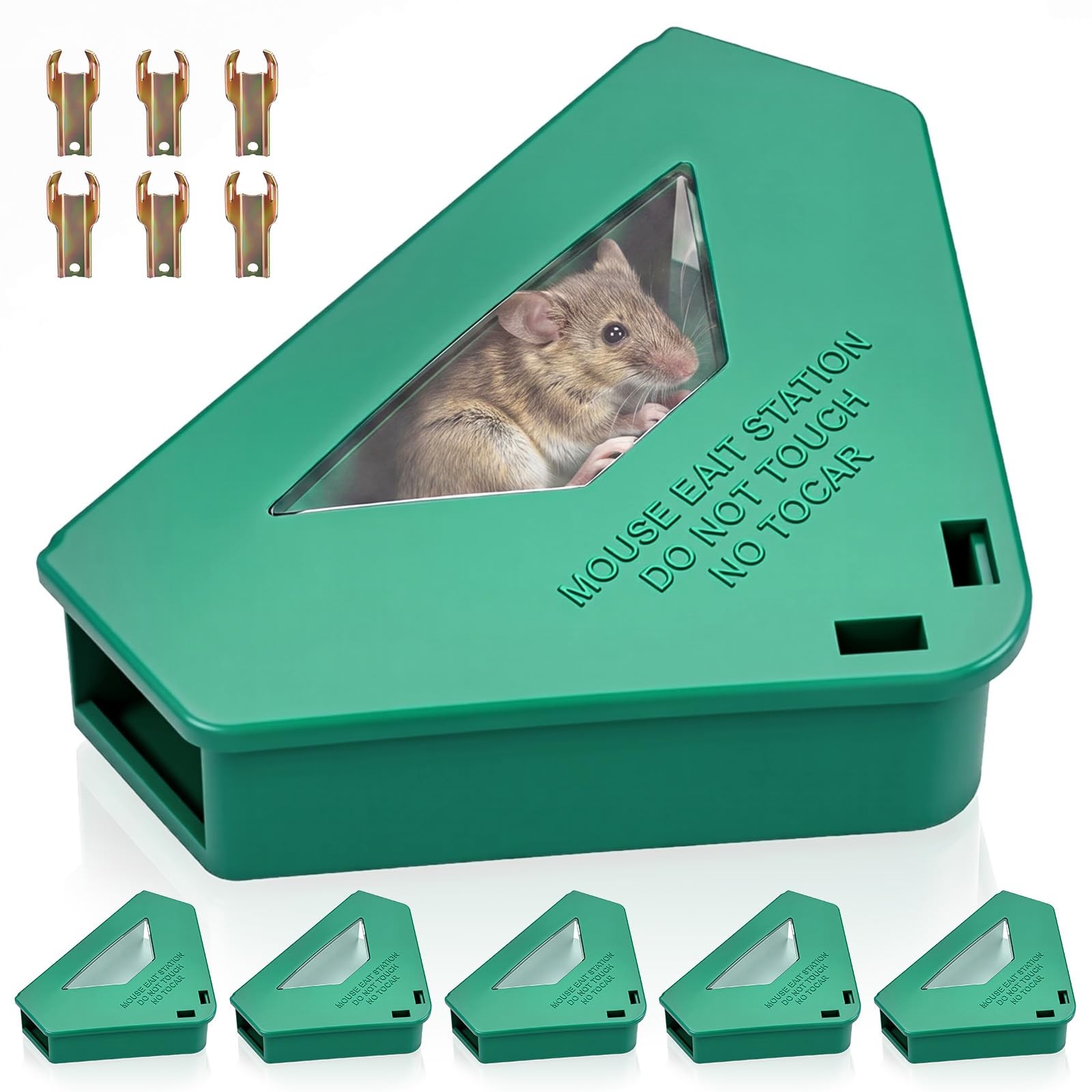 6 Pack Mouse Bait Stations with Visible Window & Keys, Lockable Rodent Contro... gallery