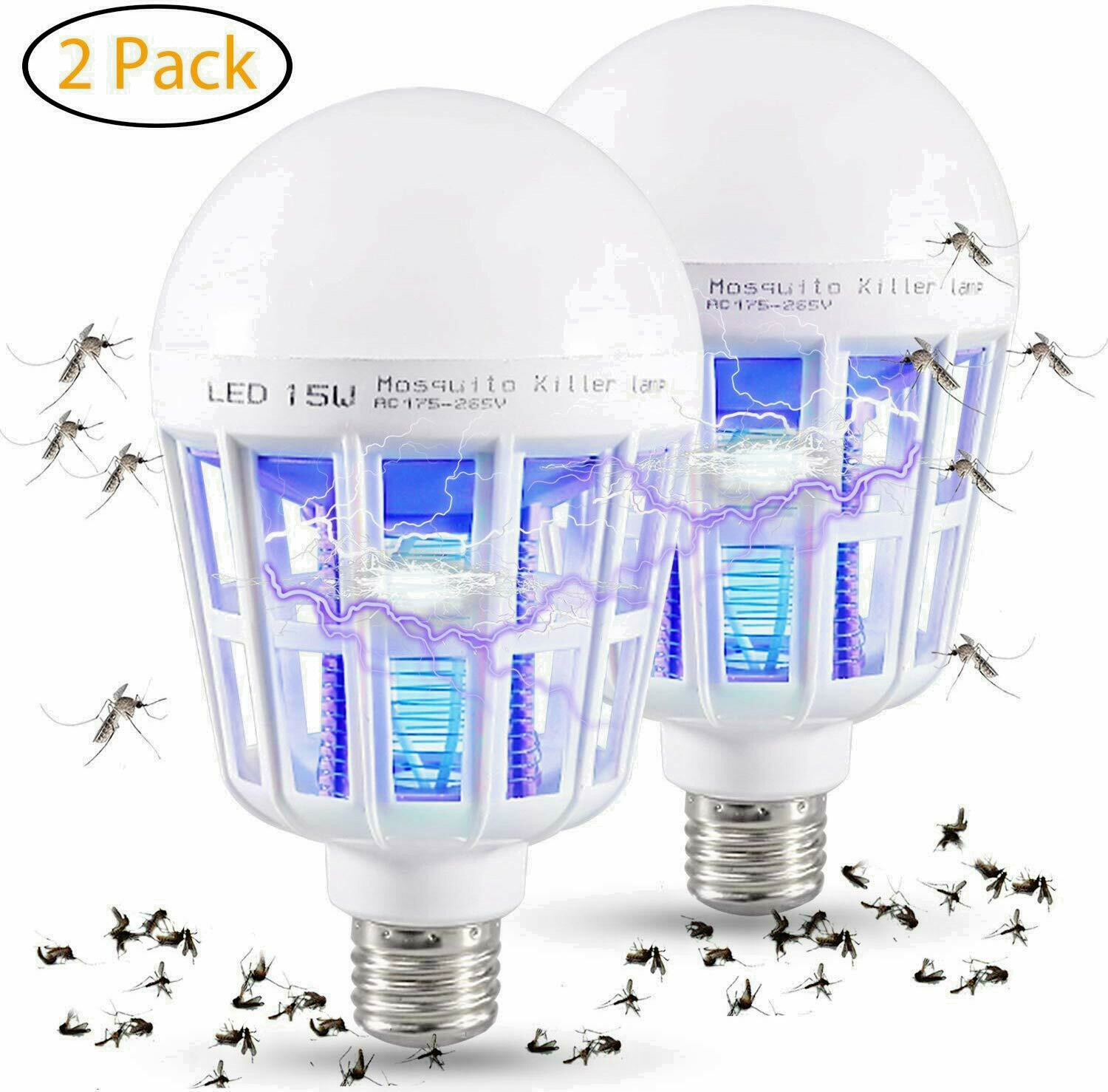 2 Pcs Bug Zapper Light Bulb Mosquito Insect Killer Lamp Indoor Outdoor Fly Trap gallery