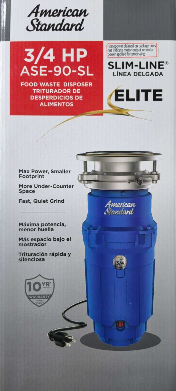 **NEW IN BOX** AMERICAN STANDARD 3/4 HP (ASE-90-SL) CORDED FOOD WASTER DISPOSER gallery