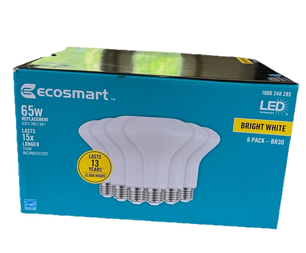 EcoSmart BR30 65W Equivalent Dimmable LED Light Bulbs Bright White (6-Pack) gallery