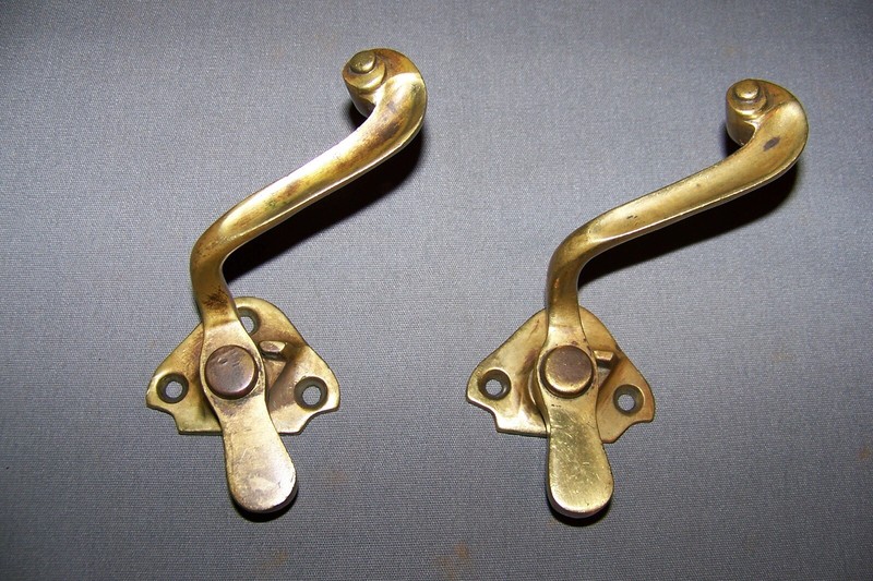 Two, Used, Vintage, Solid Brass Latches, With No Keepers - SEE INFO gallery