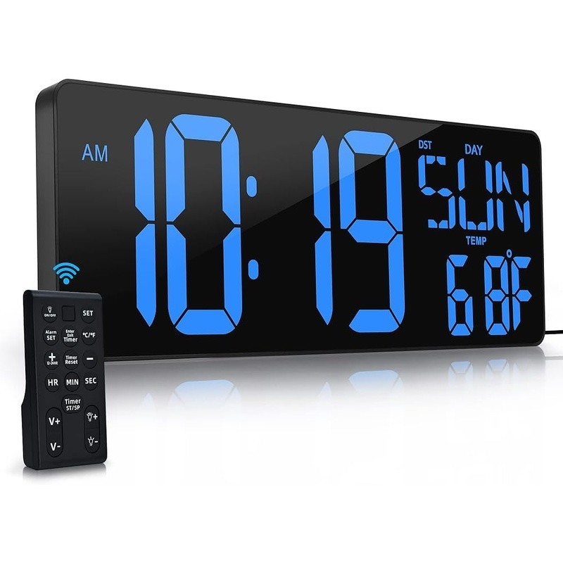 Extra Large LED Digital Wall Clock Auto Dimming Snooze Timer Remote Control gallery