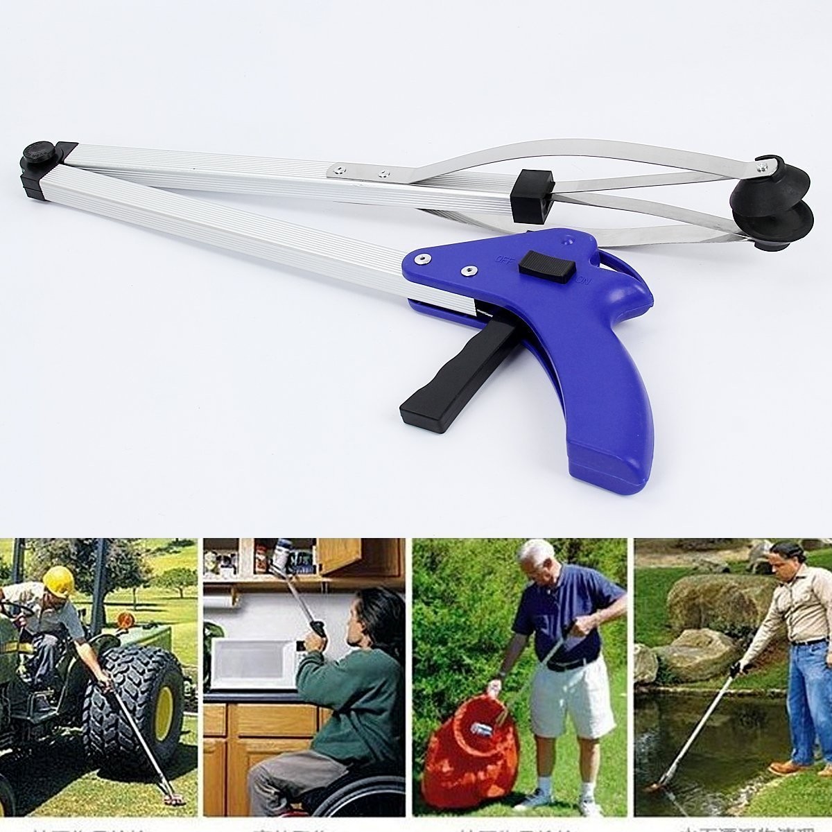 Reacher Grabber 32 Inch Extra Long Folding Reaching 32 (Pack of 1), Blue gallery