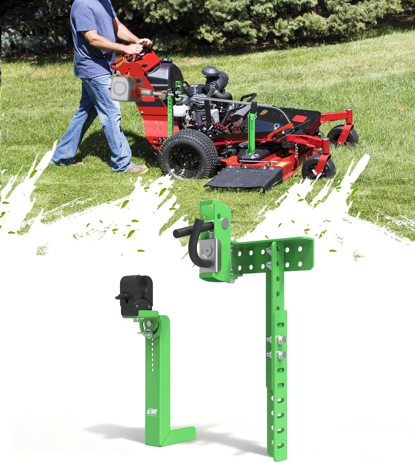Lawn Mower Trimmer Rack Lock-Ready for Walk-Behind, Stand-On & ZTR Mowers Green gallery