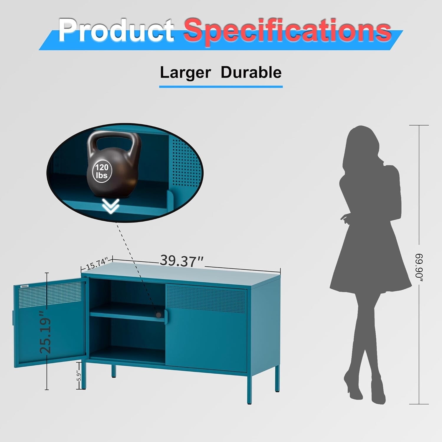 Cofar Blue Metal Locker Storage Cabinet with 2-Tier for Home,Office,Living Room gallery