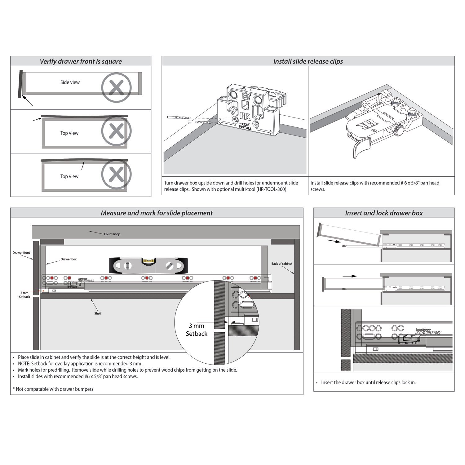 Standard Duty Soft-close 100 lb Full Extension Undermount Slide Kit gallery