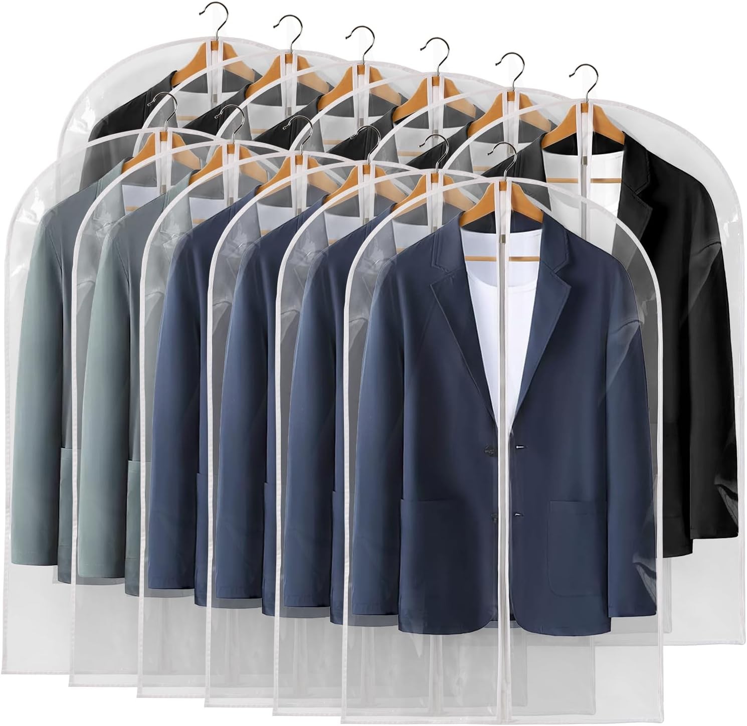 40"All Clear Garment Bags for Hanging Clothes 12 Packs Suit for Closet Storage gallery