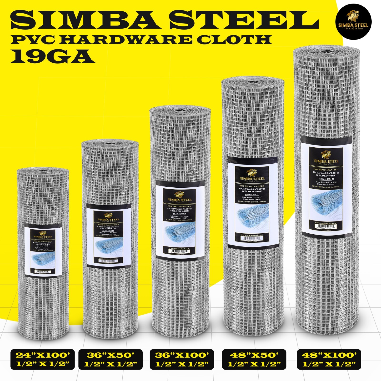 Galvanized Welded Wire Mesh, Hardware Cloth, Size 12"-72" 50/100FT SIMBA STEEL gallery