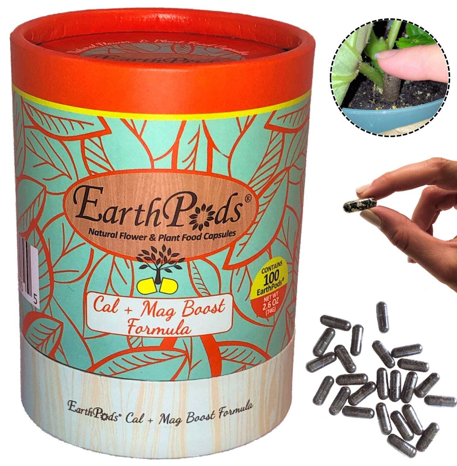 EarthPods® CAL + MAG BOOST Organic Plant Food Spikes (100 Fertilizer Capsules) gallery