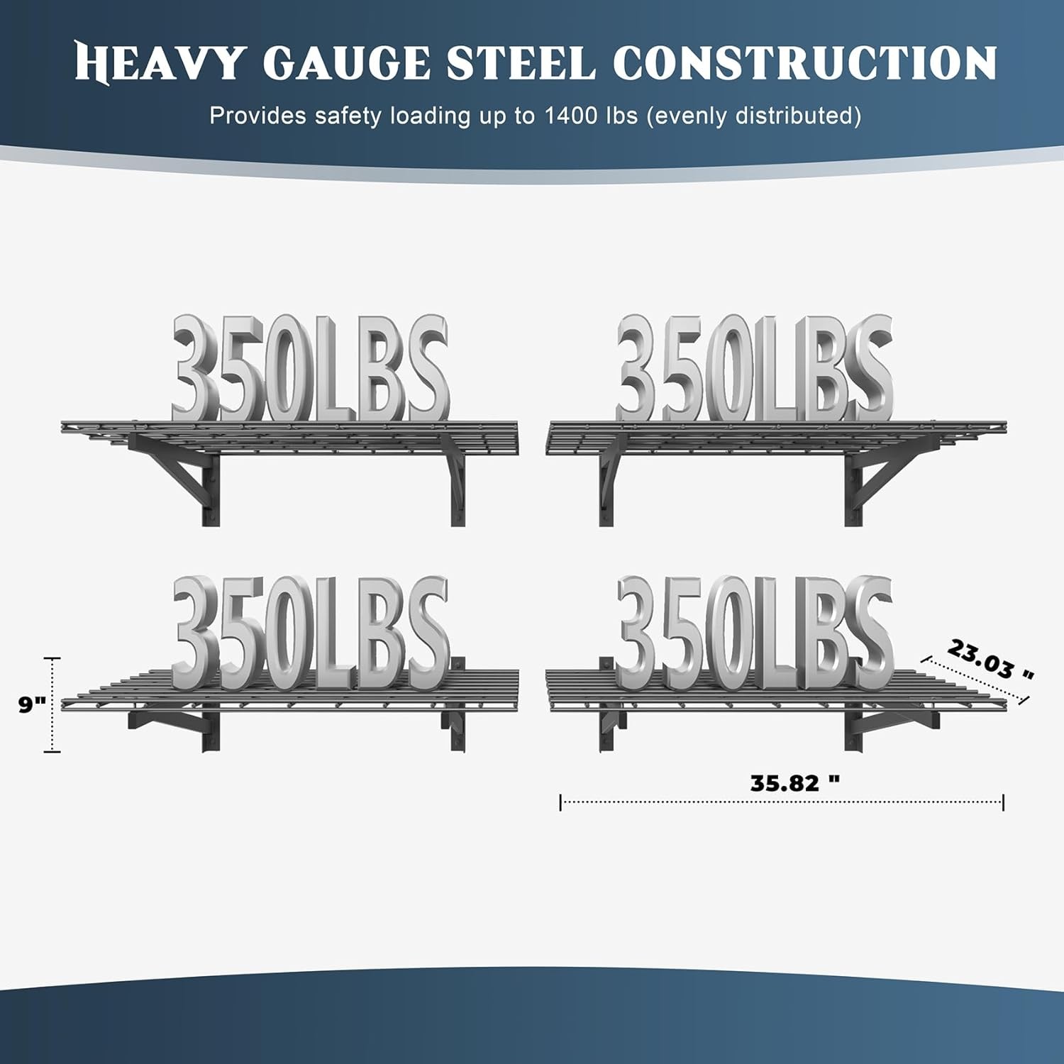 Garage Wall Shelving 2x3ft 1400lbs 4 Pack gallery