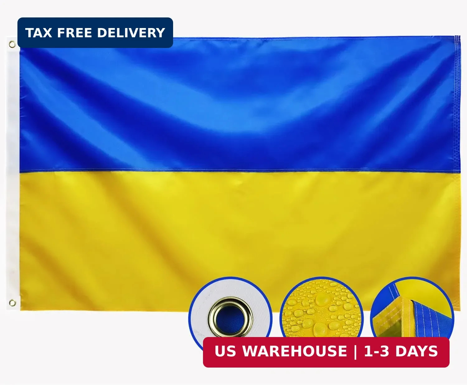 Double Sided Ukraine Flag 3x5 Ft Outdoor Ukrainian Flags Heavy Duty 210D Nylon, gallery