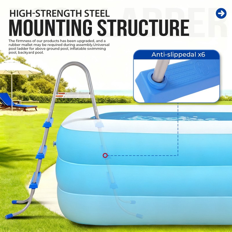 36" 3 Step Outdoor Backyard Steel Frame Above Ground Swimming Pool Ladder gallery