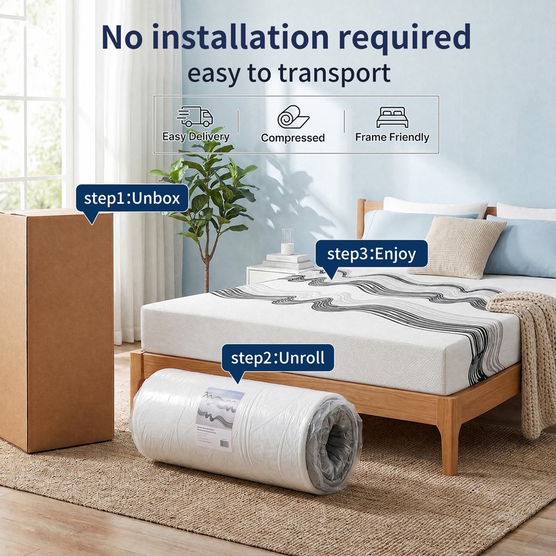 King Size Memory Foam Mattress Compressed Delivery Firm Support Soft Comfort gallery