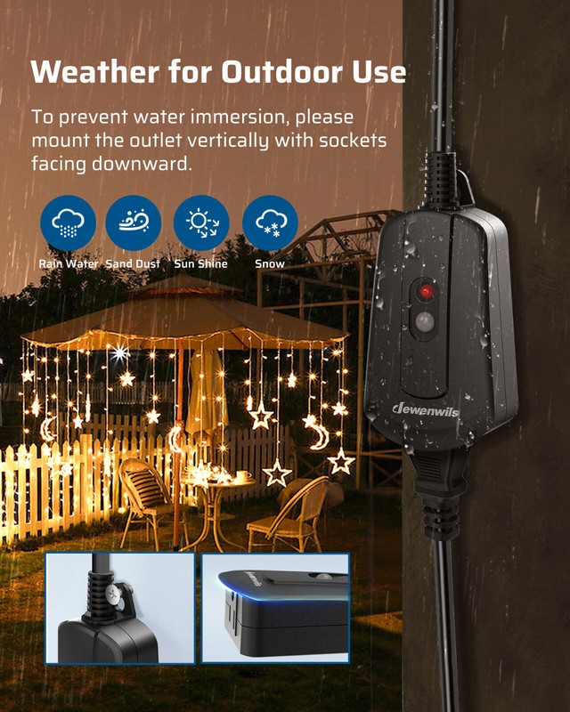 DEWENWILS Outdoor Wireless Remote Control Outlet Switch 100ft Range Weatherproof gallery