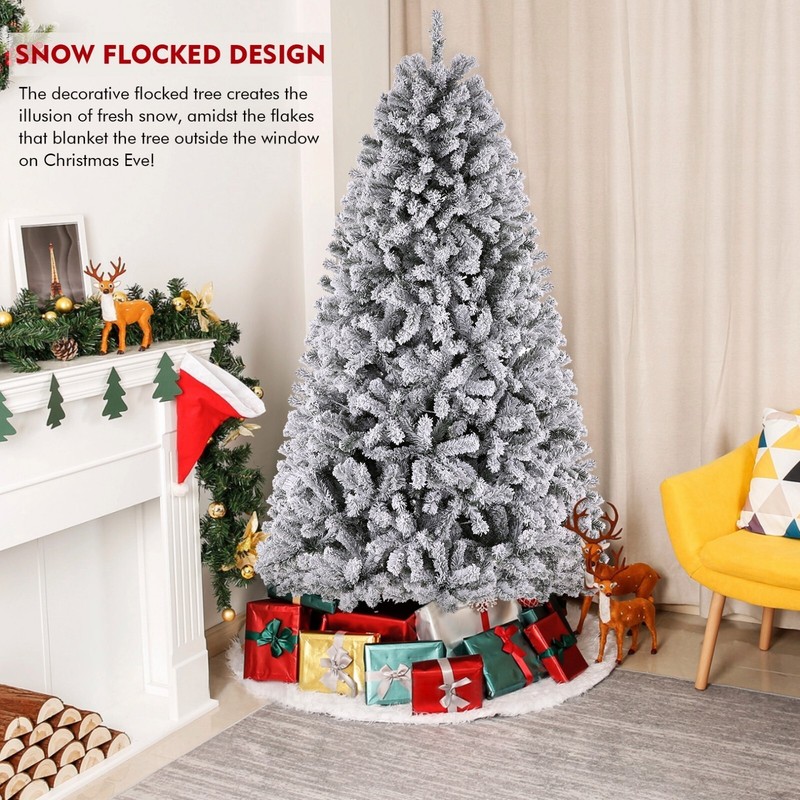 Prelit Artificial Christmas Tree +Lights 6ft/7.5ft Snow Flocked Holiday Xmas🎄 gallery