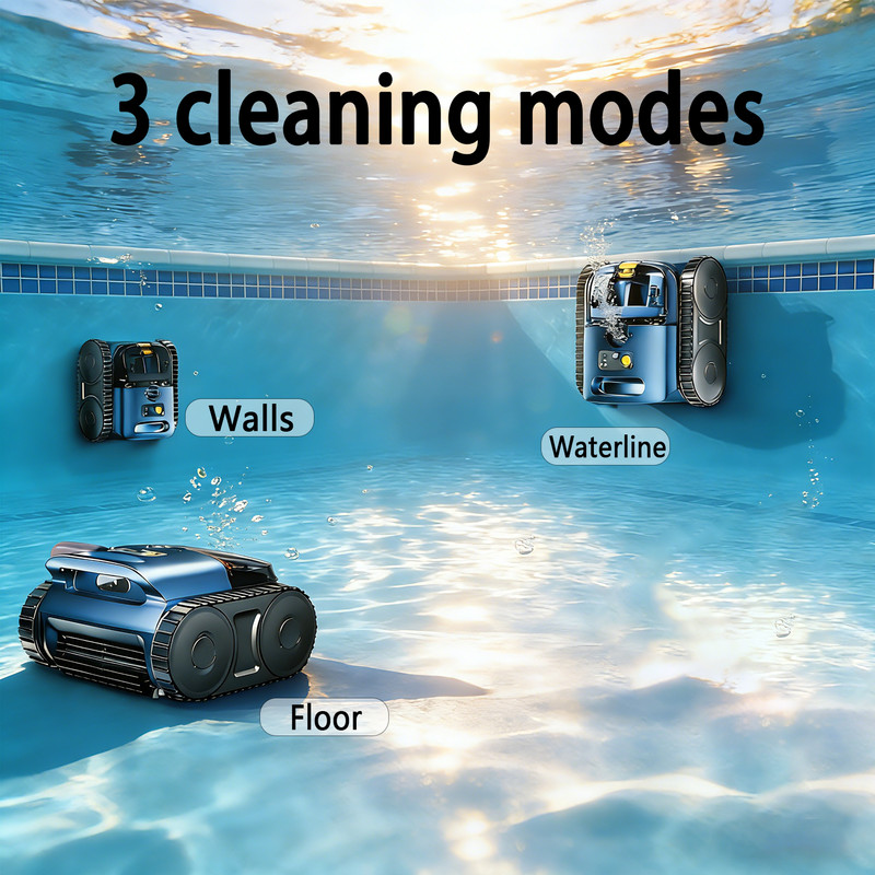 Upgrade Cordless Pool Robot Vacuum for Inground Pools, Auto Wall&Waterline Clean gallery