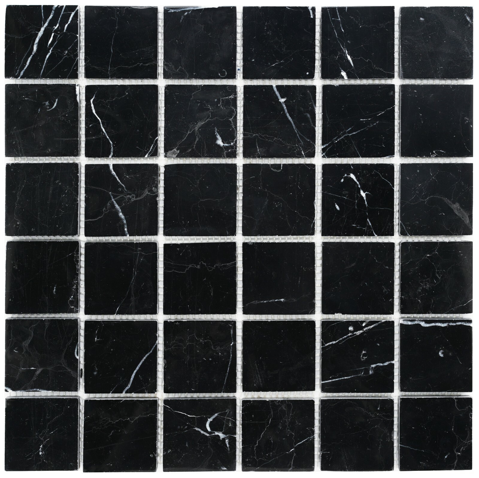 Simple Tile Marble Mosaic Tile "2"X2" Square Collection" Nero Marquina Polished gallery