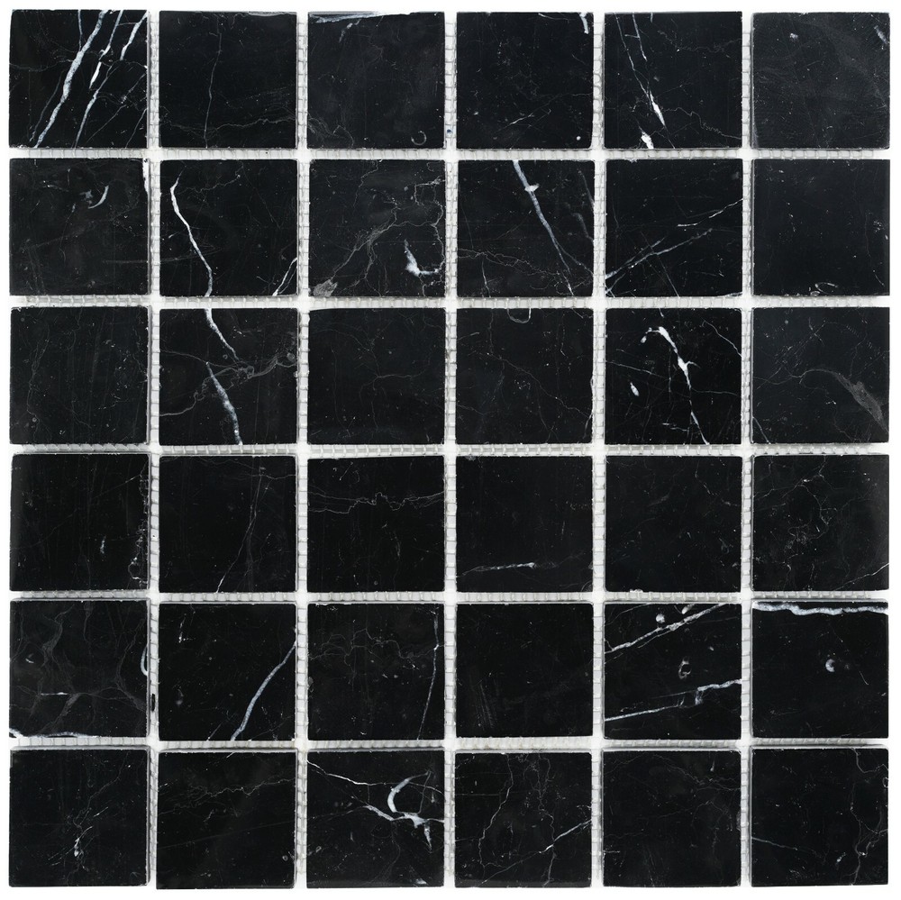 Simple Tile Marble Mosaic Tile "2"X2" Square Collection" Nero Marquina Polished