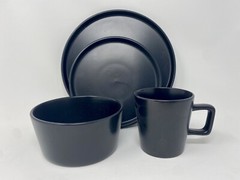 Stone Lain Stoneware Dinnerware Set, Service For 4, Matte Black, Free Ship!