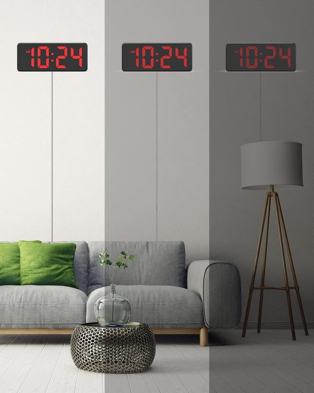 LED Digital Wall Clock with Large Display & Big Digits w/ Auto-Dimming Feature gallery