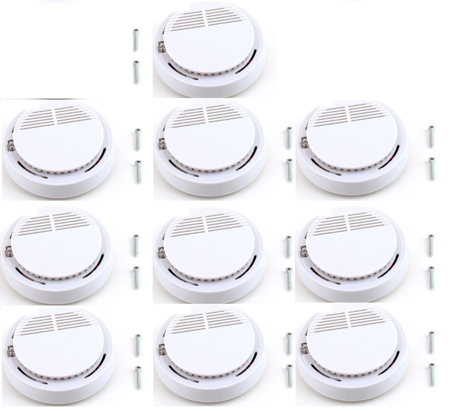 10 SMOKE DETECTORS Battery Power, Units Home Fire Alarm Safety Sensor w/ battery gallery