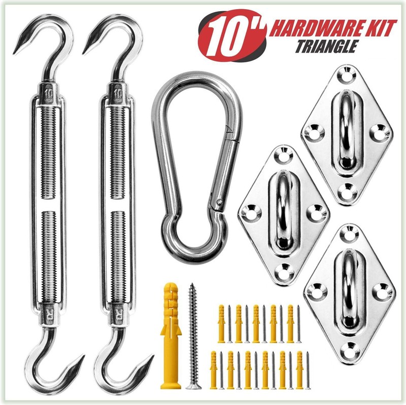 Super Ring Triangle Sun Shade Sail Canopy Outdoor With 10" Hardware Kit gallery