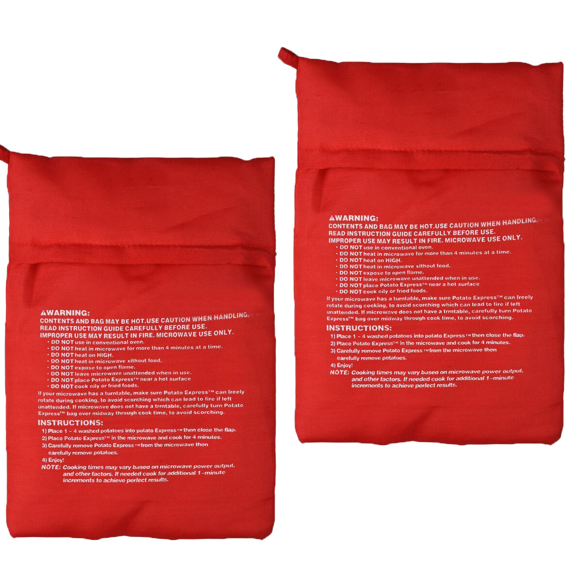 2 Pack New Potato Microwave Cooker Bags 4 Minutes Fast Quick Reusable Washable gallery