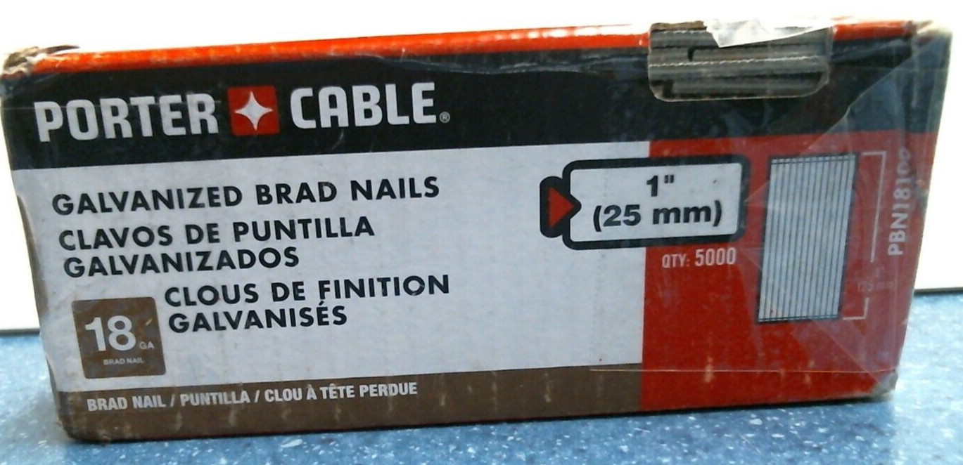Porter Cable 1" 18 Ga. Galvanized Brad Nails QTY: 5000 (PBN8100) FS gallery