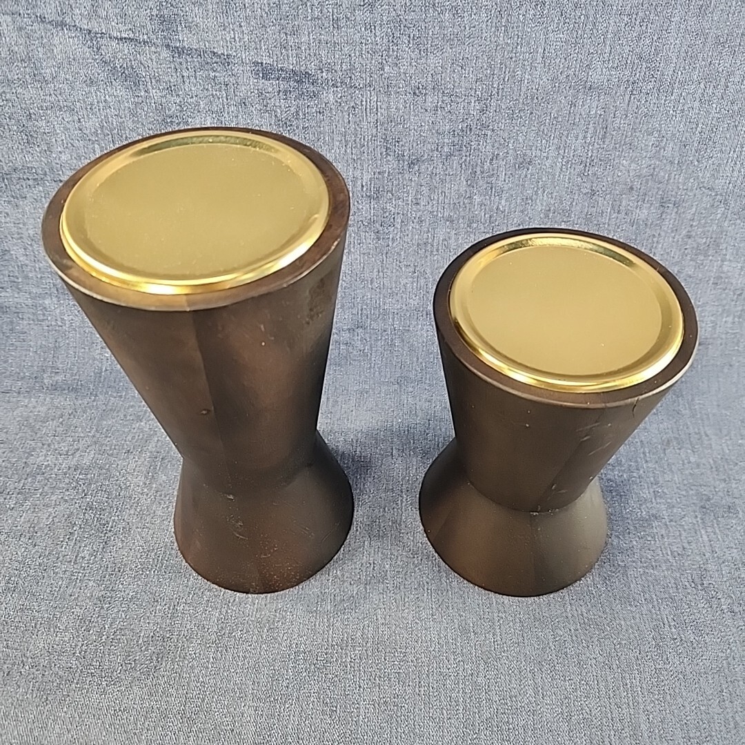 Pair Project 62 Wood Candle Holder Pillar 8in & 6in Modern Style MCM Style u-4C gallery