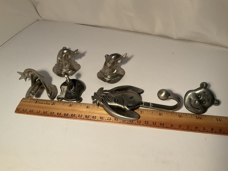 Vintage Disney Pewter drawer Knobs Assortment Pooh, Tigger Cloth Hook N More gallery