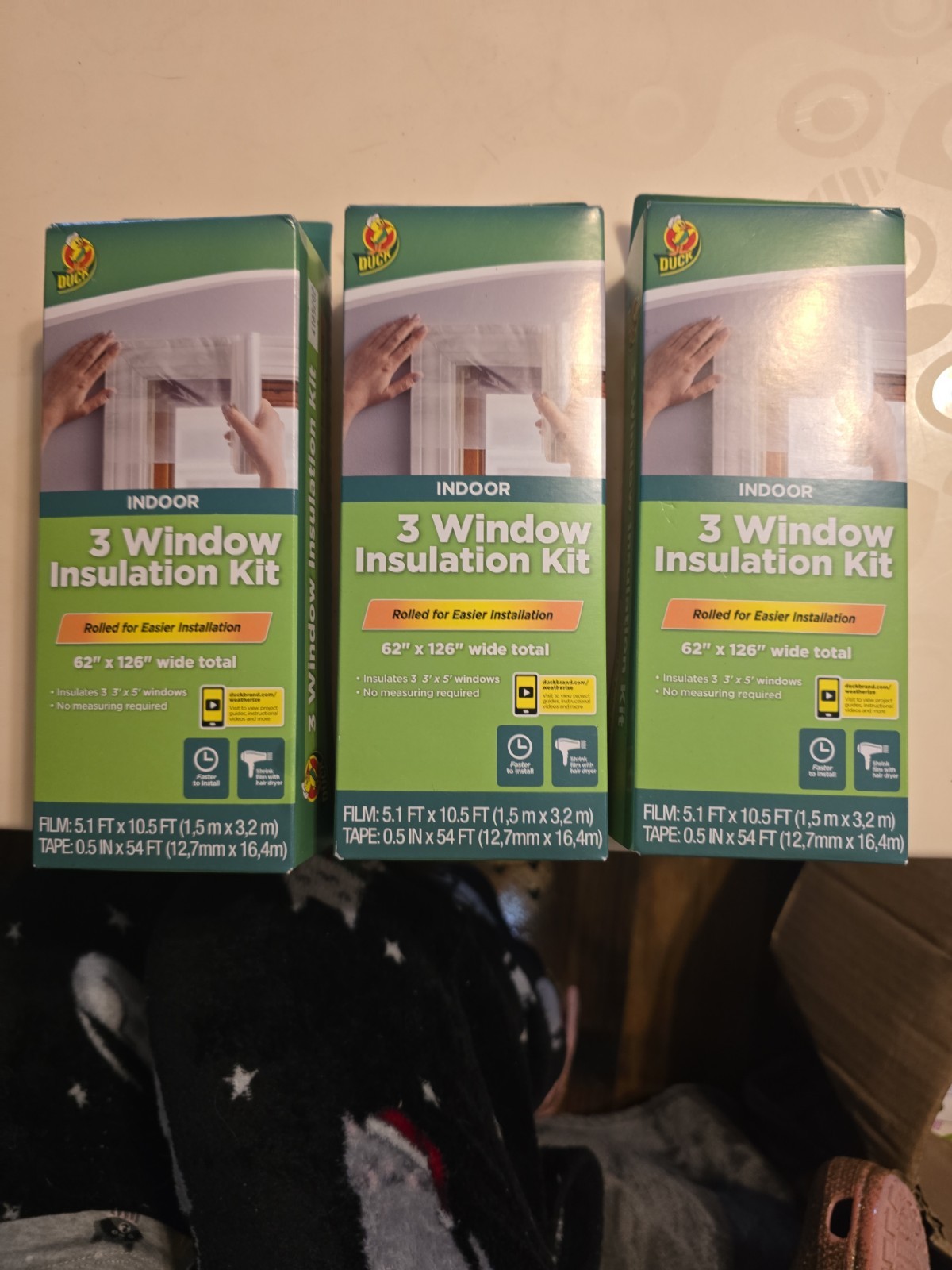 Duck Max Strength 62 in. x 126 in. Rolled Window Insulation Film Kit 3 Packs gallery