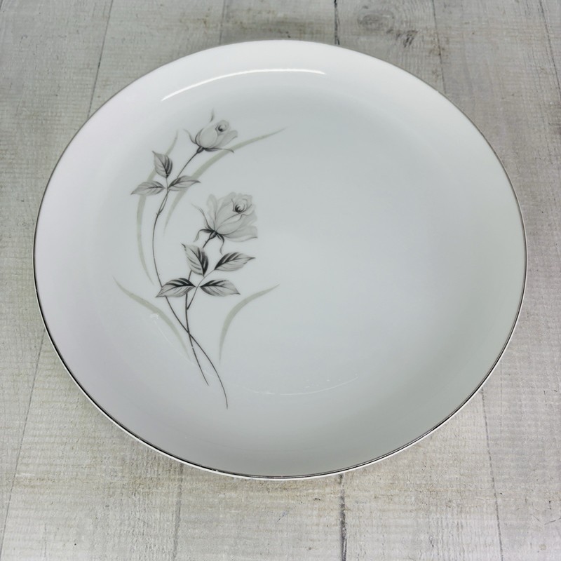 60's Harmony House China HARMONY ROSE 3504 Gray Floral White Dinner Plate Set 6 gallery