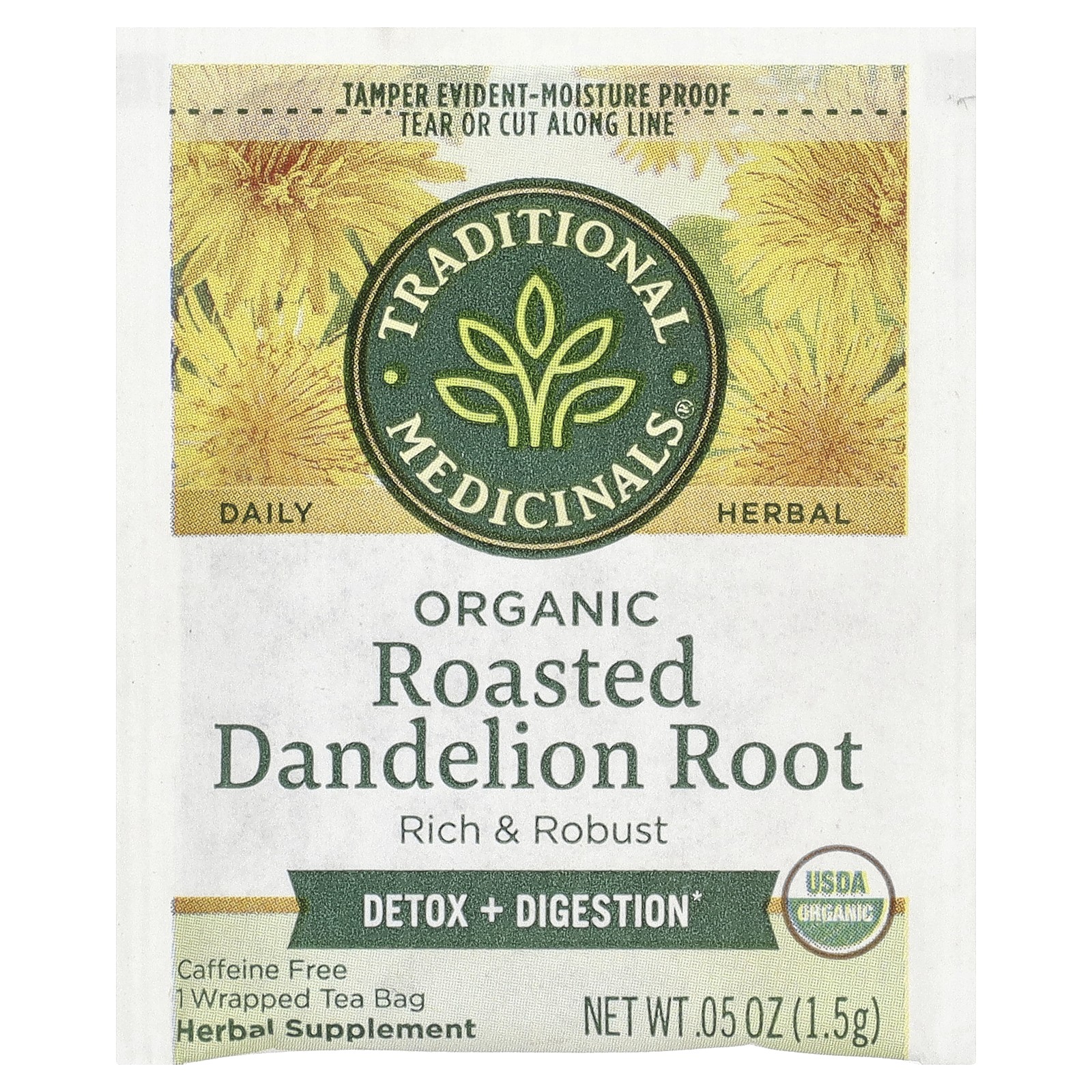 Organic Roasted Dandelion Root, Caffeine Free, 16 Wrapped Tea Bags, 0.85 oz (24 gallery