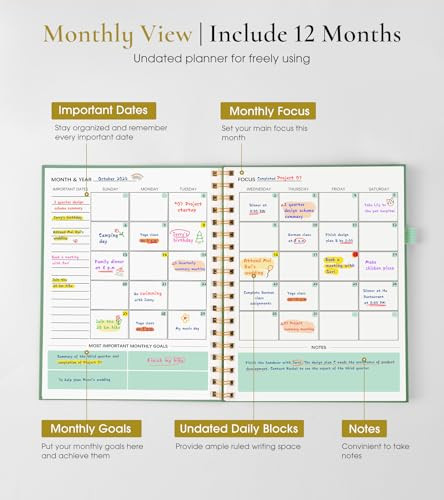 Undated B5 Large Weekly & Monthly Planner - Hardcover Spiral Bound Blank To Do gallery