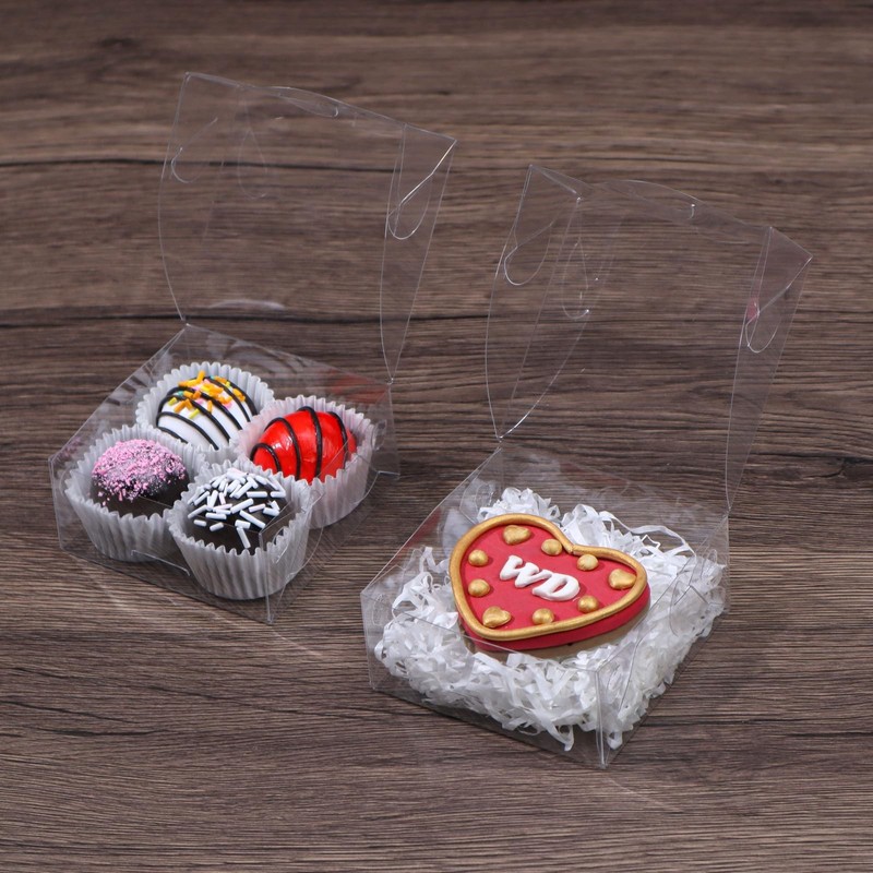 25 PCS Clear Chocolate Truffle Boxes, 3x3x1 inches, Holds 4, Bakery, Gift gallery