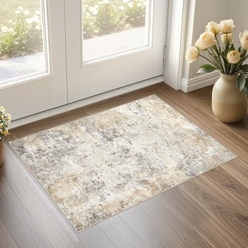 2x3 Entryway Area Rug: Washable Neutral 2' x 3' (Rectangular) Golden Grey gallery