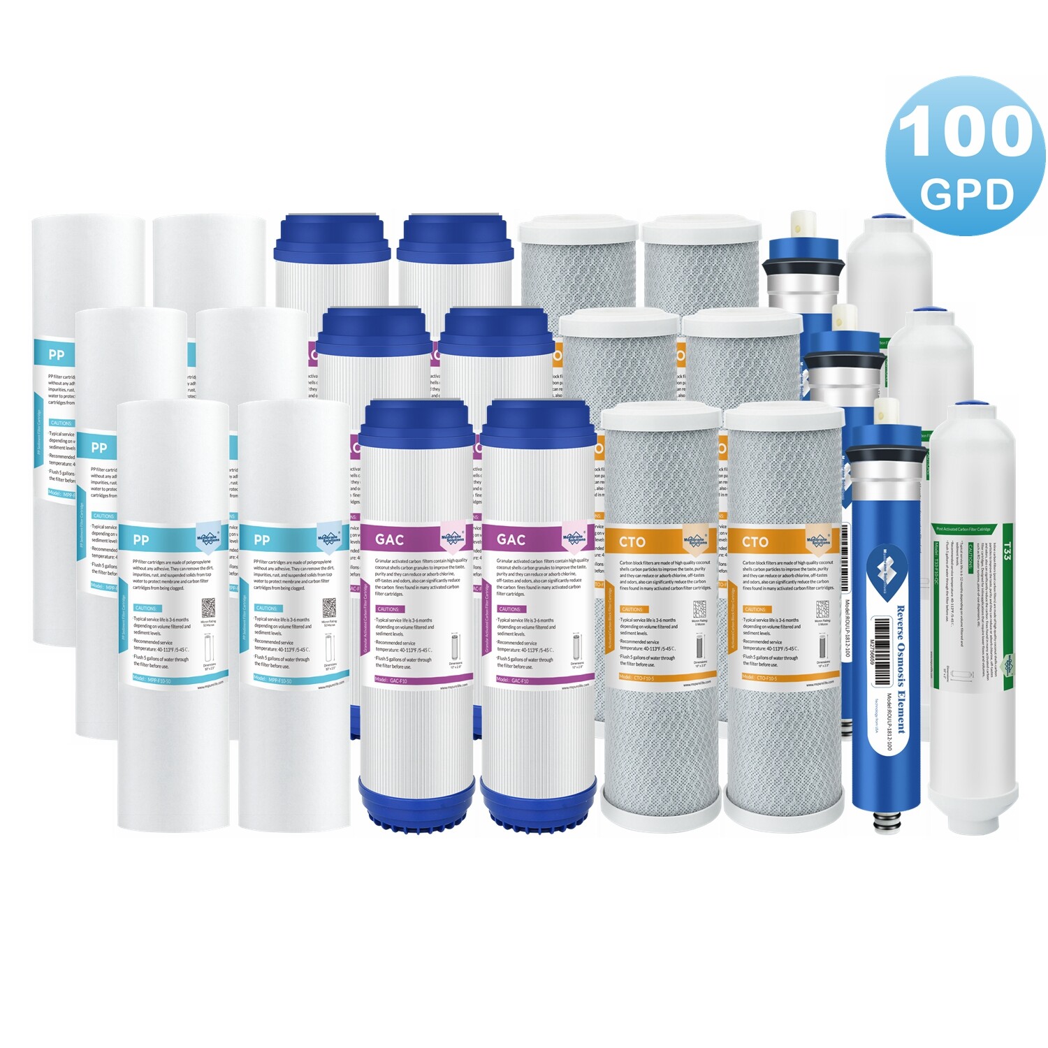 5-Stage 100 GPD Reverse Osmosis RO System Water Filter Cartridges 5/8/16/24-Pack gallery