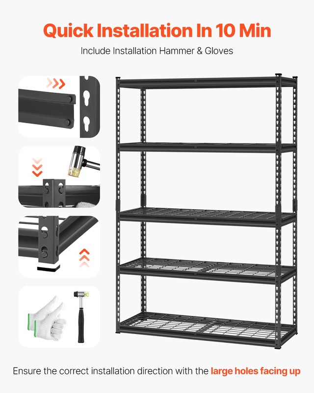 VEVOR Storage Shelves 5 Tier Adjustable Heavy Duty Garage Shelving Units 2500lbs gallery