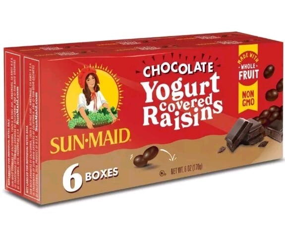 4 Pack! Sun-Maid Chocolate Yogurt Covered Raisins, 24 Snack-Size Boxes 1 oz Each gallery