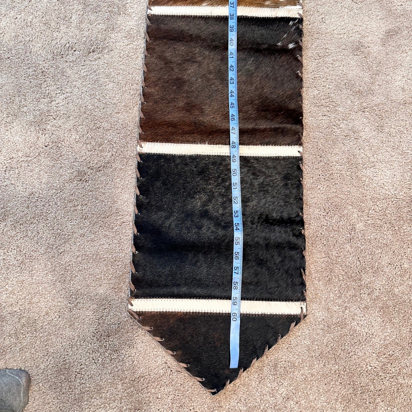 Handmade Genuine Cowhide Patchwork Table Runner Brown Black White 65x11 Rustic gallery