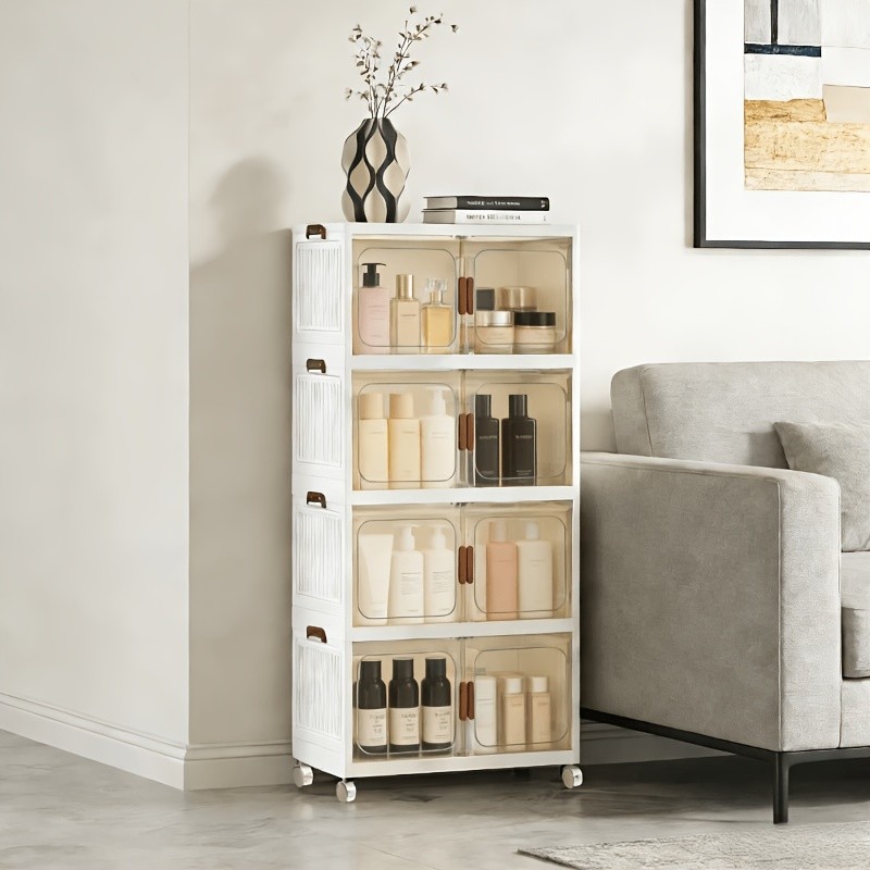 Layer Extra Large Storage Cabinet, Multi-Layer Foldable Storage Box with Door gallery