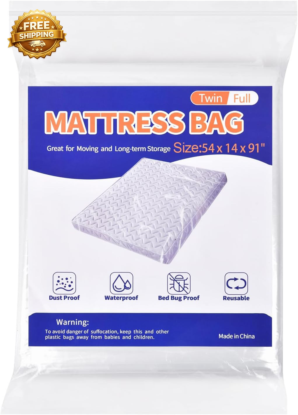 Mattress Bag for Moving Storage Plastic Mattress Protector Cover Twin and Full S gallery