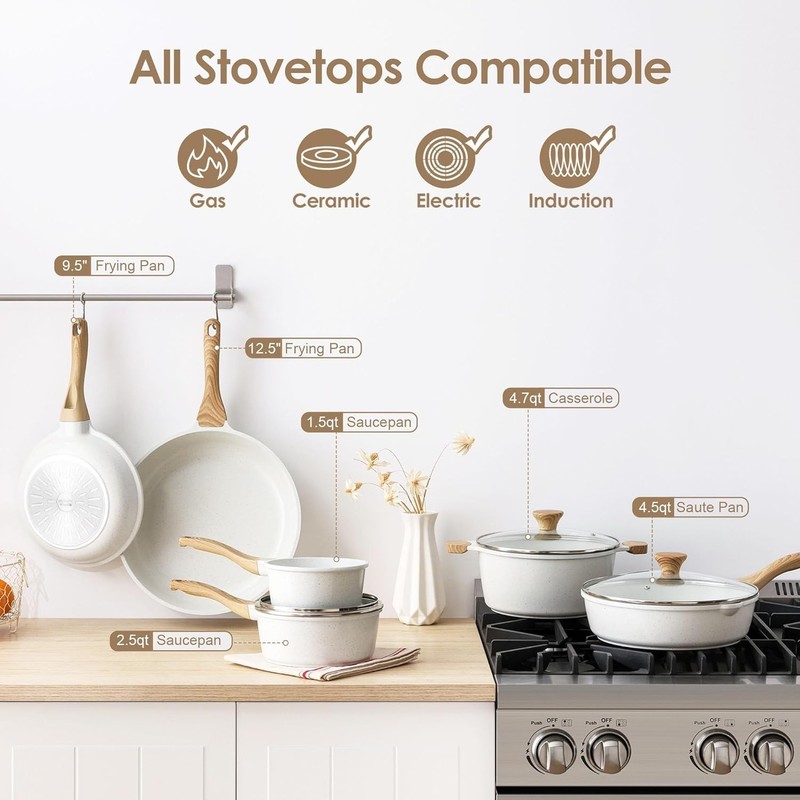 Nonstick Ceramic Cookware Set 16-Piece, Healthy Pots and Pans Set, Non-toxic ... gallery