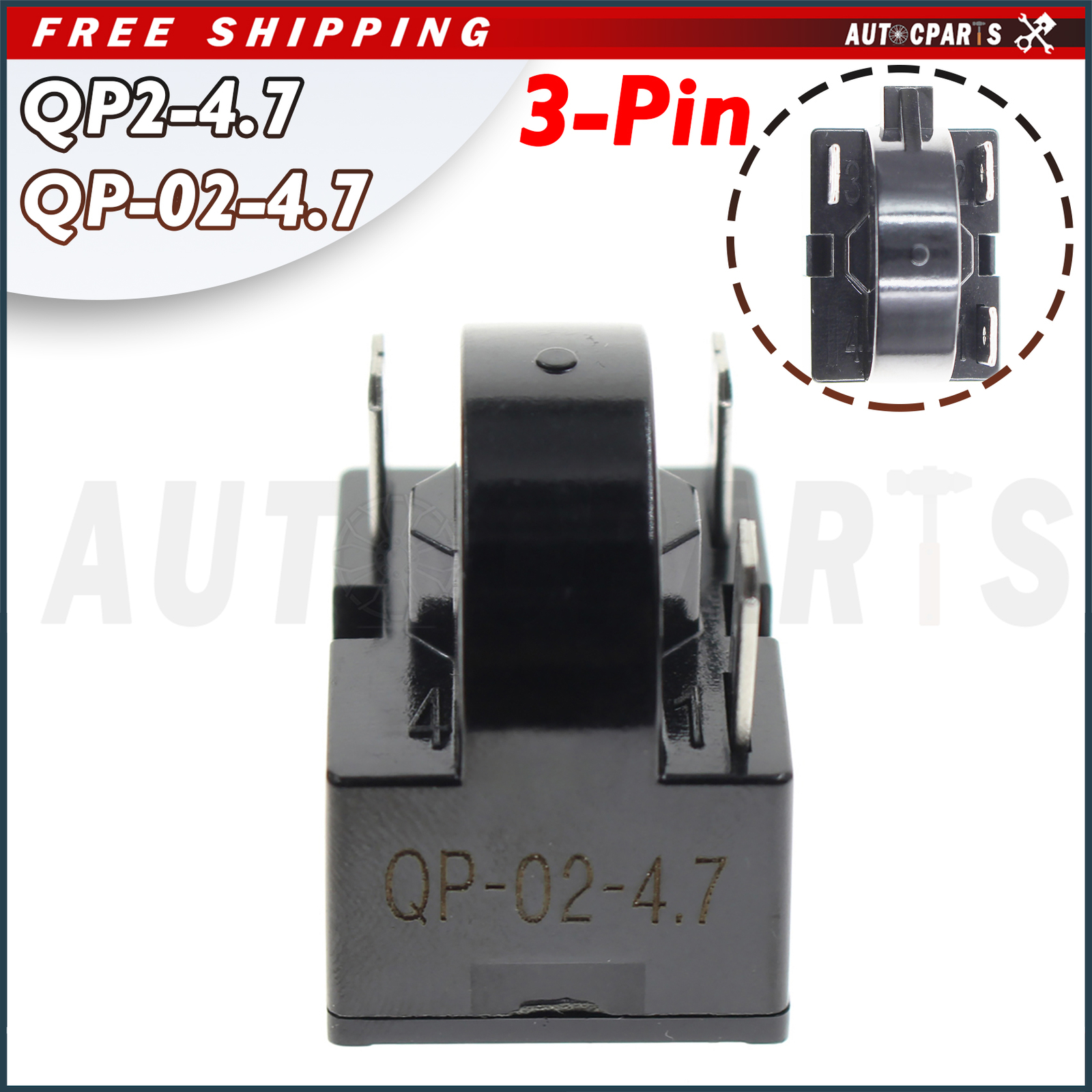 QP2-4.7 Start Relay 4.7Ohm 3Pin For PTC Frgidaire Maytag Haier Igloo Vissani New gallery