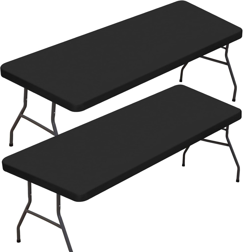 2 Pack Rectangle Fitted Table Covers for 6 Foot Tables – 30" X 72" Stretchy Span